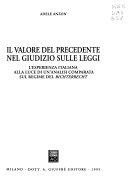 Copertina  Il valore del precedente nel giudizio sulle leggi