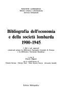 Copertina  Bibliografia dell'economia e della società lombarda